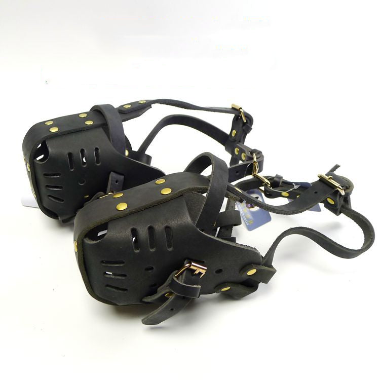 Protective Cowhide Dog Muzzle for Strong Dogs